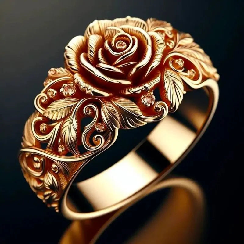 Geometric Exquisite Creative Gold Color Flower Rings For Women Party Accessories Gifts Custom Jewelry