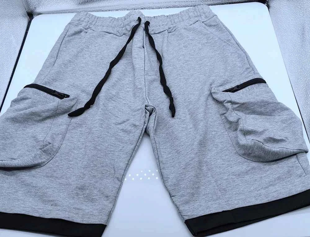 Mens Summer Cargo Shorts Cotton Workout Fitness Shorts Breathable Jogger Training Gyms Bodybuilding Multi Pocket Yellow Shorts