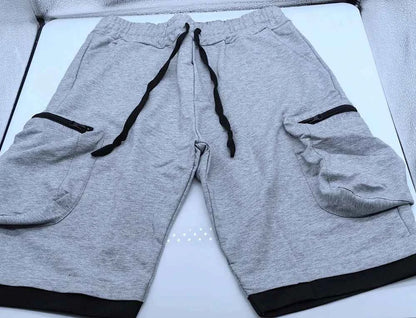 Mens Summer Cargo Shorts Cotton Workout Fitness Shorts Breathable Jogger Training Gyms Bodybuilding Multi Pocket Yellow Shorts