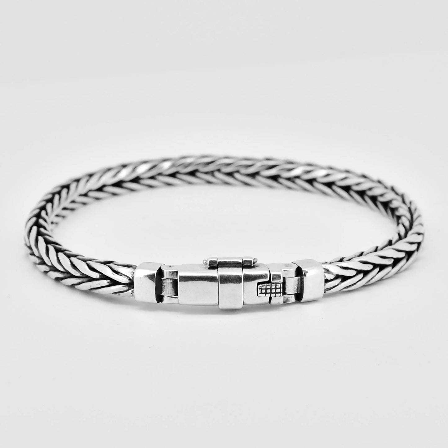 100% S925 Sterling Silver Handmade Woven Retro Domineering Style Personality Keel Man Woman Pure S925 Silver Bracelet Jewelry - AMULET RING STORE