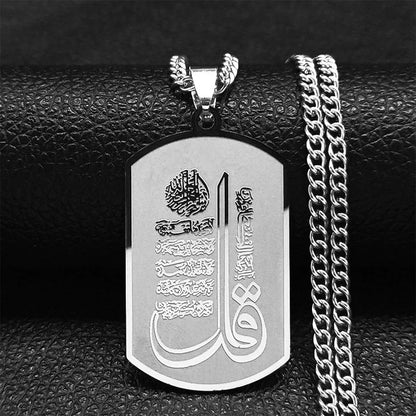 2024 Muslim Islamic Quran Stainless Steel Chain Necklace Women/Men Gold Color Necklaces Pendants Jewelry gargantilla N2279S05