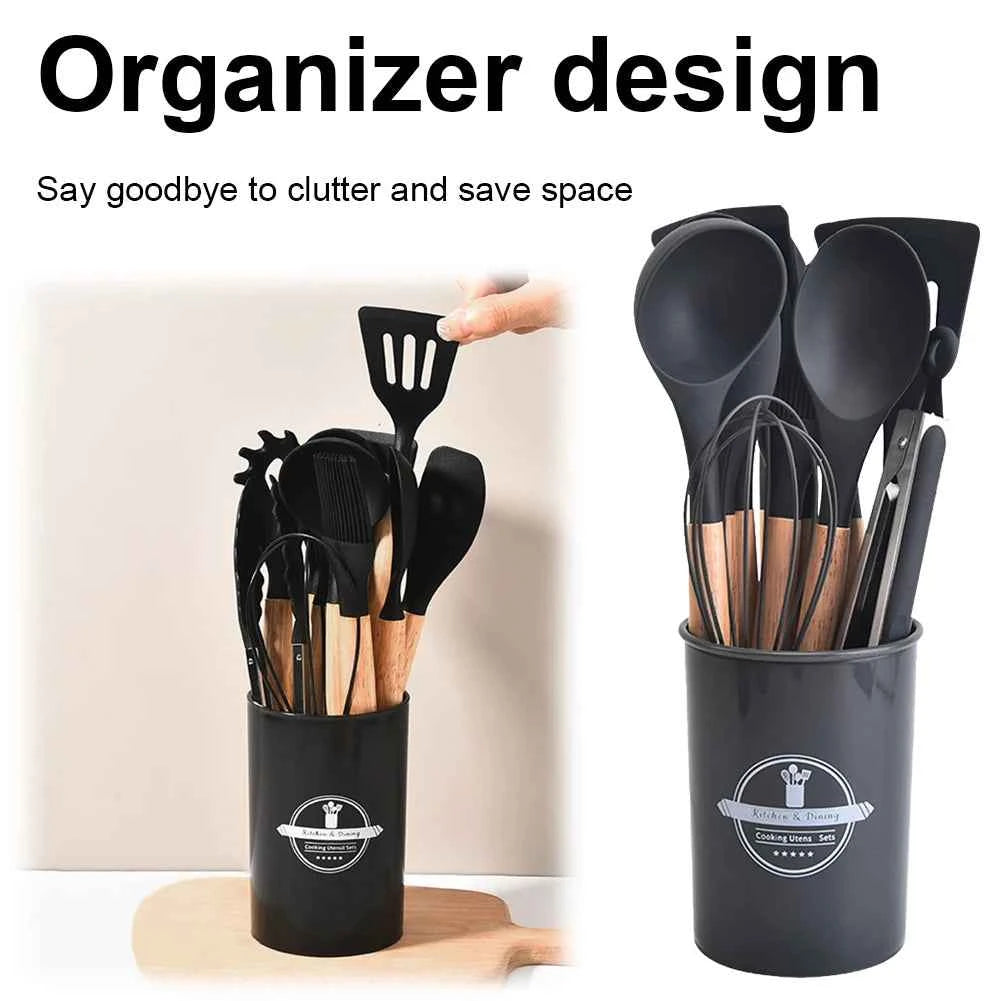 12Pcs Kitchen Utensil Set Silicone Spatula Set Spatula Spoon Brush Whisk Cooking Tools Kit Non-Stick Spatula Set for Kitchen