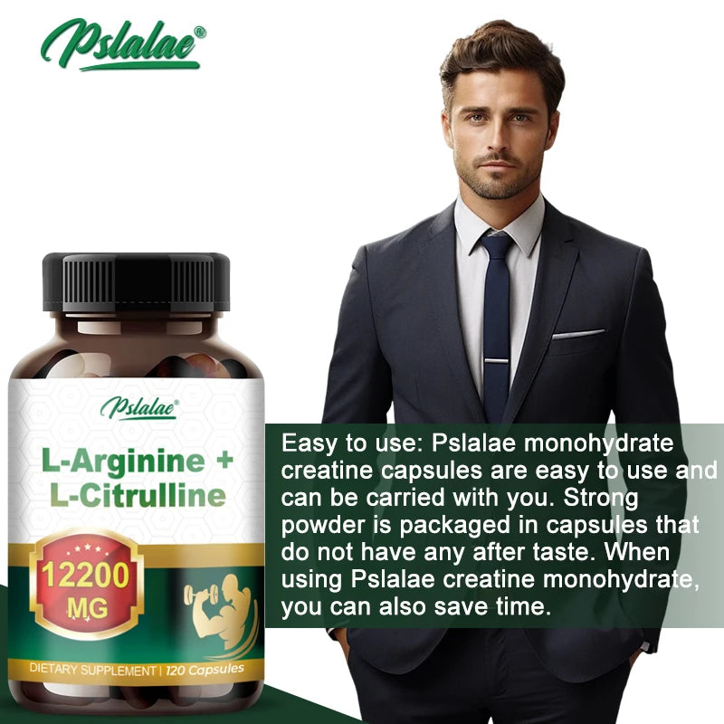 Creatine Monohydrate Capsules - Promotes Muscle Growth, Improves Endurance and Performance, Energy Support - 120 Capsules - AMULET RING STORE