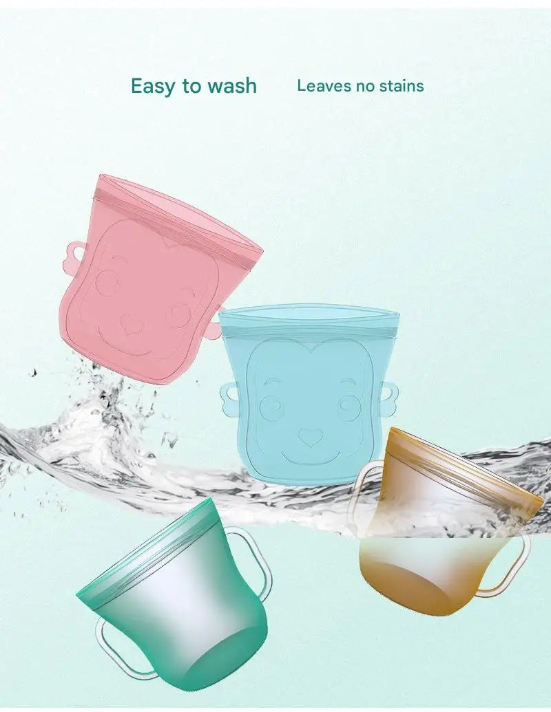 Cartoon Silicone Fresh-keeping Storage Bag,Reusable Food Grade Snack Bags for Children,Zipper Bag,Eco-Friendly,Leakproof - AMULET RING STORE