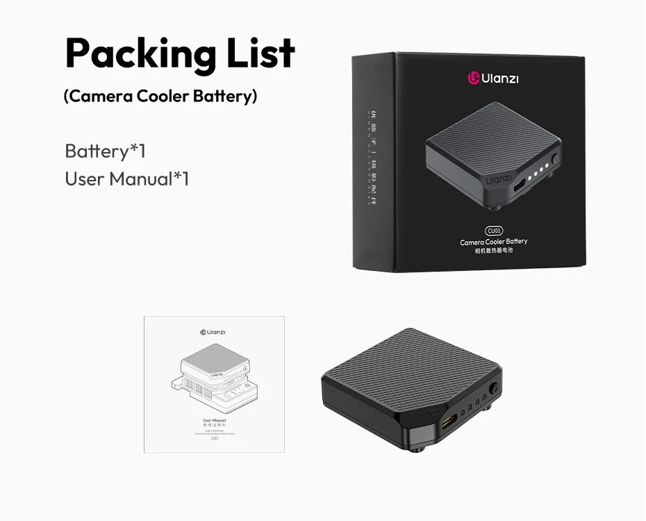 Ulanzi CU01 Thermostatic Semiconductor Camera Cooler Camera Cooling Fan Radiator 4K Recording Kit Heat Sink for Sony Canon Nikon