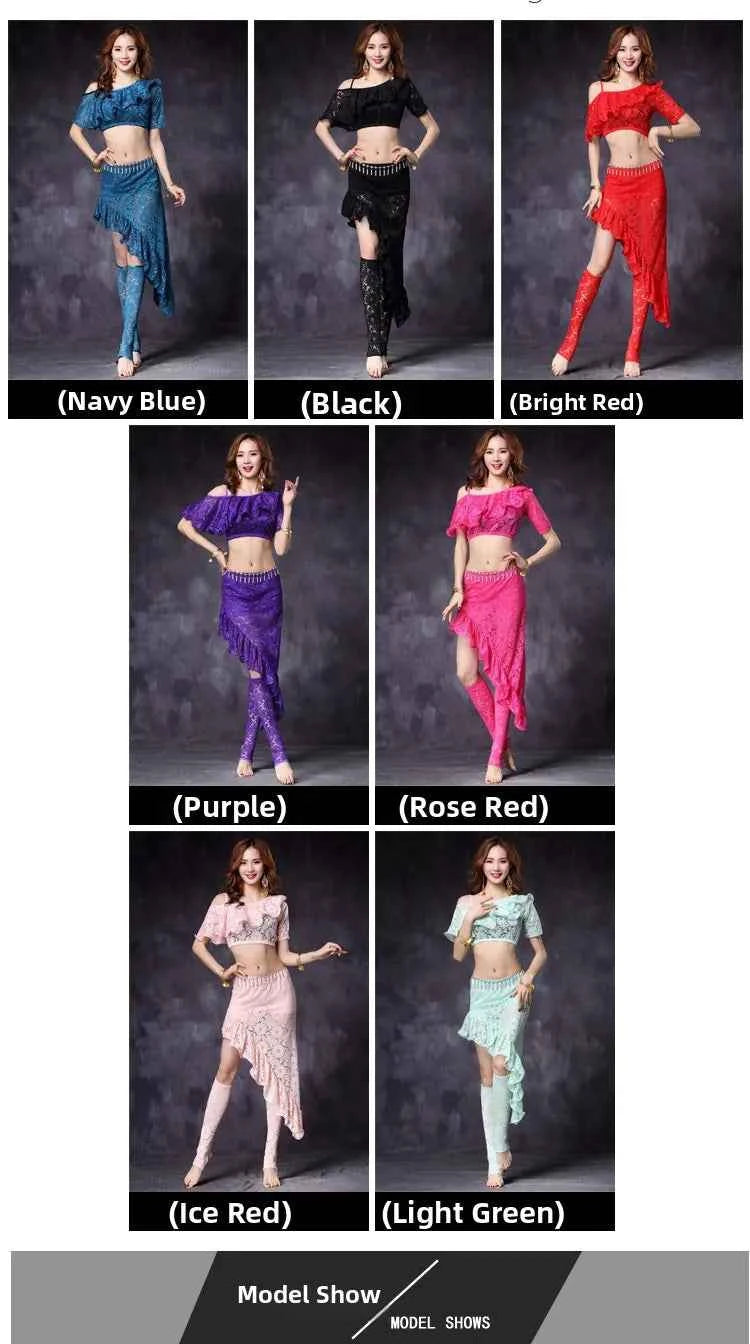 Women's ort Sve Lace Belly Dance Costume Sexy oulder Bared Practice Suit New 2020 Performance Wear Fitn Sportswear