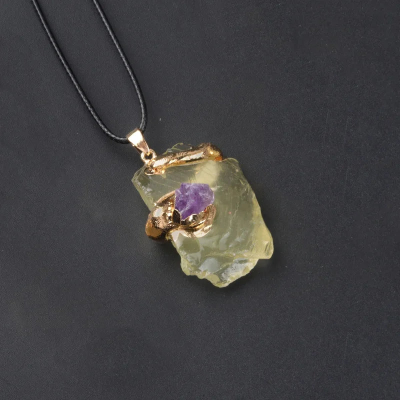 Natural Stone Gold Plated Pendant Necklace Irregular Gilt snake shape Crystal Link Healing Crystals Stone Necklaces For Women