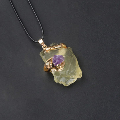 Natural Stone Gold Plated Pendant Necklace Irregular Gilt snake shape Crystal Link Healing Crystals Stone Necklaces For Women