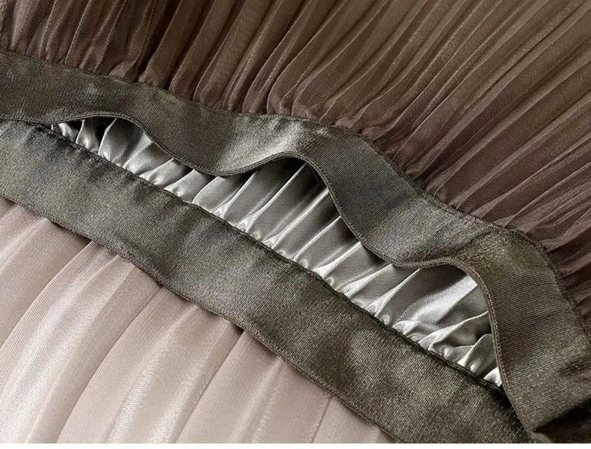 2023 Summer Tulle Mesh Gradient Skirt High-end High Waist Long Skirt Elegant Evening Party Sexy A-line Pleated Skirts Women Boho