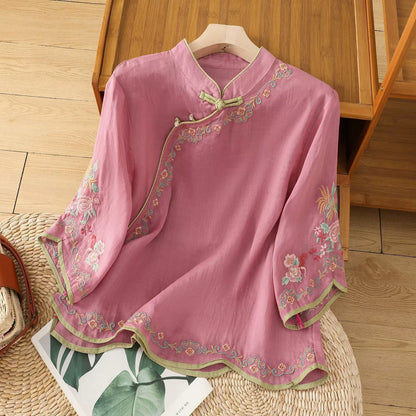 Casual Loose Blouse Shirt Women Clothes Summer Cotton Linen Ladies Tops Tee Blusas Vintage Embroidery Woman Shirt Camiseta Mujer