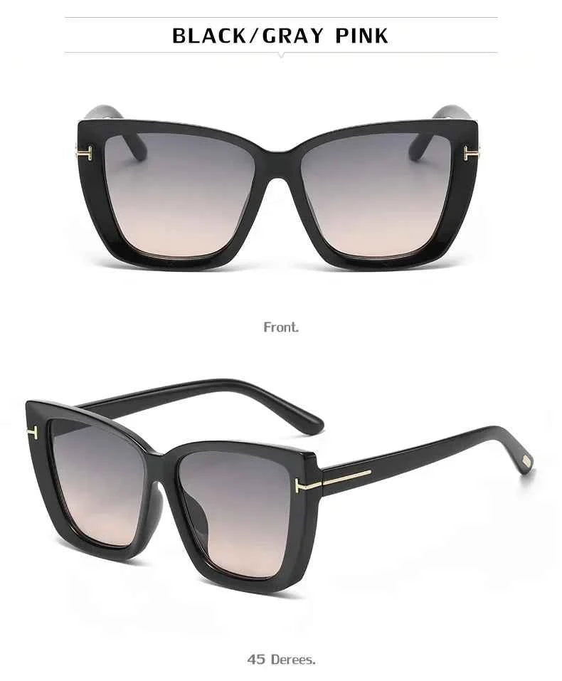 New Square Designer Cat Eye Sunglasses Women Vintage High Quality Sun Glasses Fashion Big Frame Cool Sexy Female Oculos