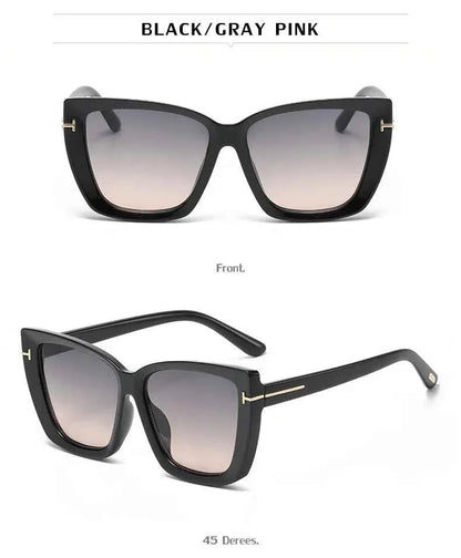 New Square Designer Cat Eye Sunglasses Women Vintage High Quality Sun Glasses Fashion Big Frame Cool Sexy Female Oculos