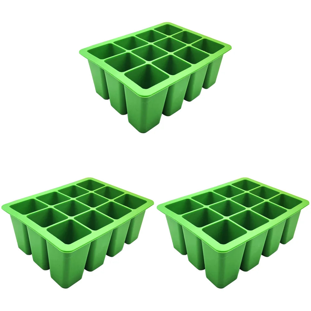 3-1pcs 12 Holes Seedling Starter Trays Silicone Seed Starter Tray Seed Propagation Pot for Gardening Hydroponics Growing System - AMULET RING STORE