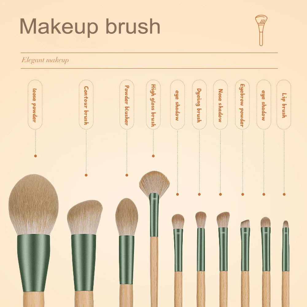 Qingluo, Professional Makeup Brushes, 10-Piece Set, Home Makeup Tools, Makeup Kit, Flawless Finish, Makeup Artist Tools, Makeup - AMULET RING STORE