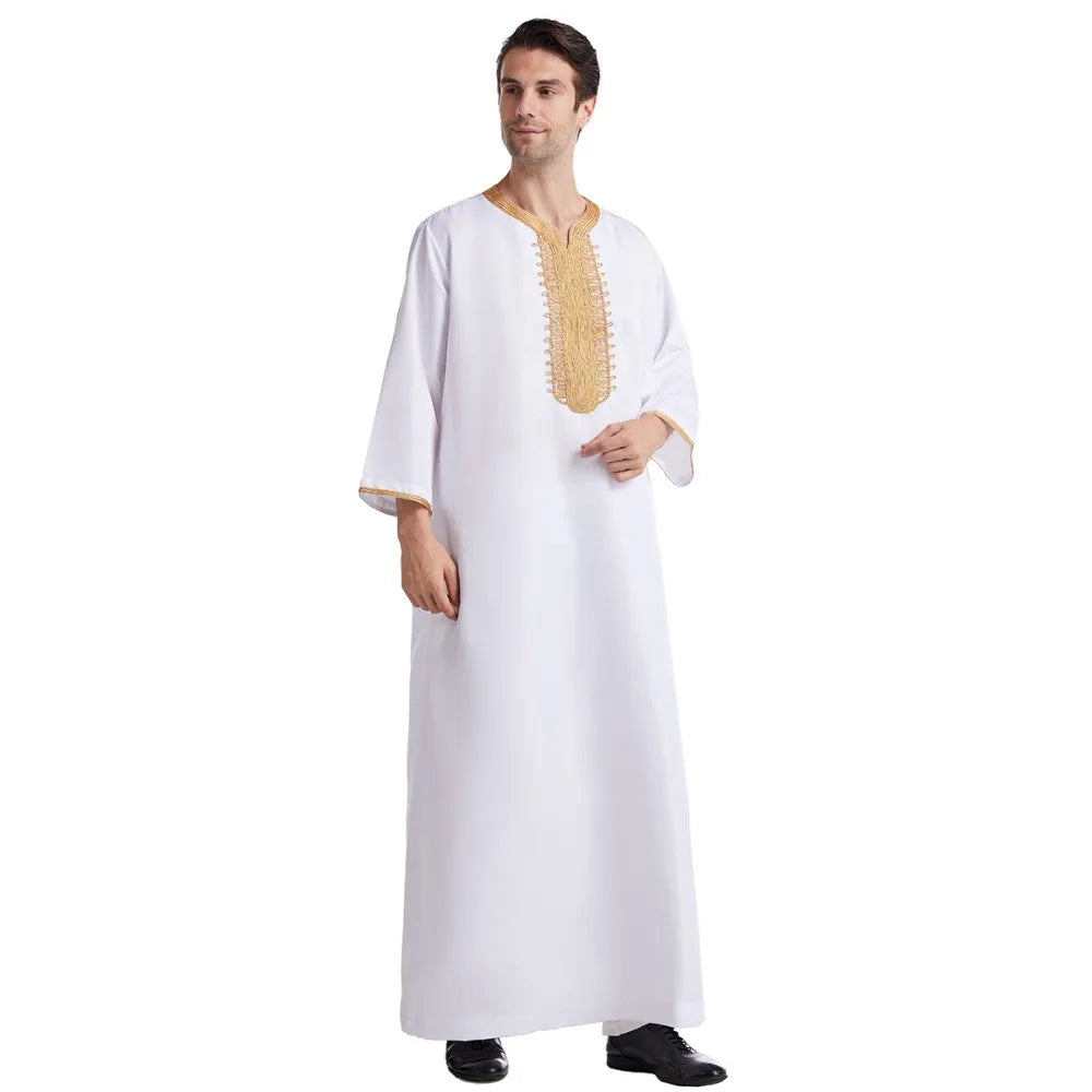 Middle Eastern Style Arrival! Spring-Summer Short-sleeve Embroidered Robe, Large-size Men's Ethnic Clothing for Ultimate Comfort