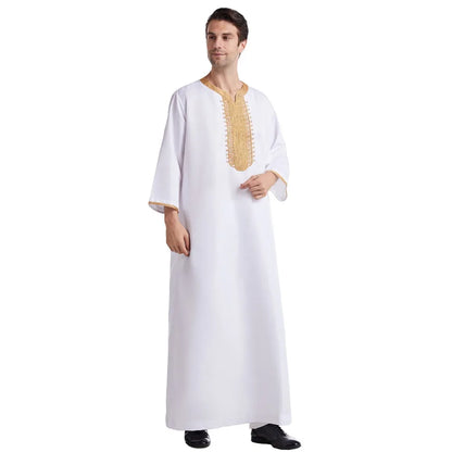 Middle Eastern Style Arrival! Spring-Summer Short-sleeve Embroidered Robe, Large-size Men's Ethnic Clothing for Ultimate Comfort