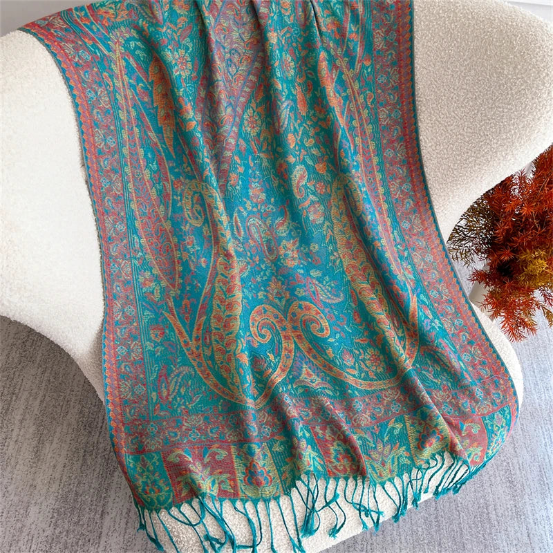 Autumn Bohemian Ethnic Paisley Cashmere Shawls Scarf for Women Warm Jacquard Pashmina Scarves Print Design Lady Foulard Stoles - AMULET RING STORE