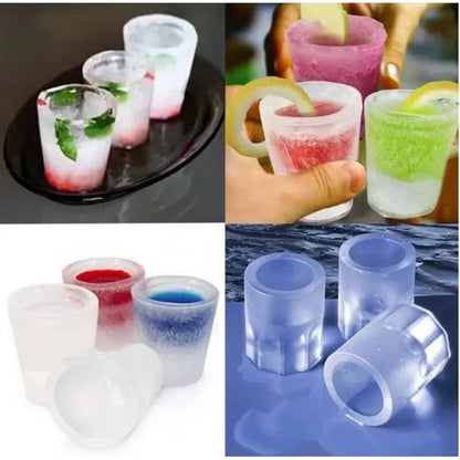4Cup Shape Silicone Ice Cube Mold Tray for Summer Bar Party DIY Cold Drinks Kitchen Essential Ice Cup Maker Compartment Mold - AMULET RING STORE