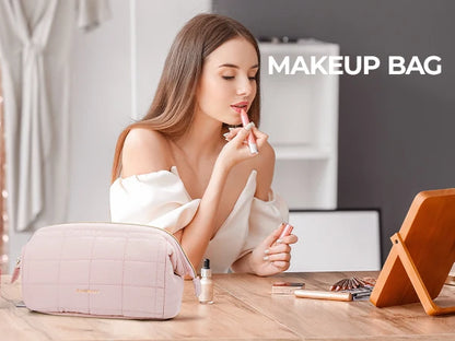 BAGSMART Makeup Bag Puffy Padded Make Up Bags for Women Makeup Organizer Case Wide-open Pouch Toiletry Bag Travel Essentials - AMULET RING STORE