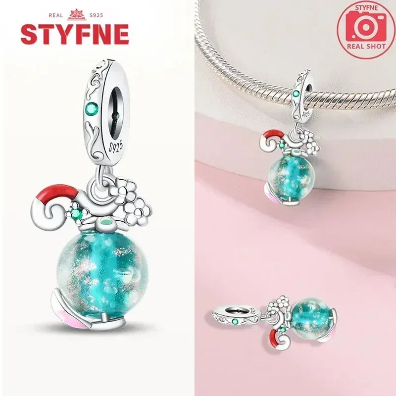 S925 Silver Glow-in-the-dark Firefly Charm Pendant Fit Original Charms Bracelet Gift Beads for Women Diy Fine Jewelry Gifts - AMULET RING STORE