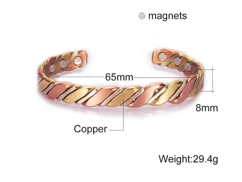 Vinterly Twisted Copper Bracelets for Women Rose Gold-color Health Energy Magnetic Copper Adjustable Cuff Bracelets & Bangles