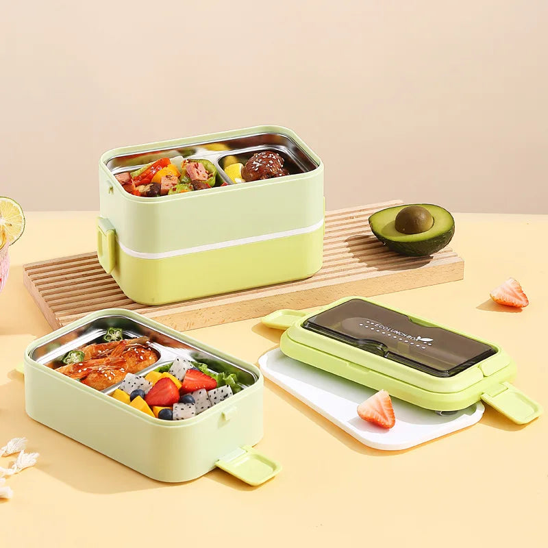 304 stainless steel lunch box for kids adult portable Microwavable insulated bento compartment multilayer food storage container - AMULET RING STORE