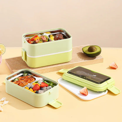 304 stainless steel lunch box for kids adult portable Microwavable insulated bento compartment multilayer food storage container - AMULET RING STORE