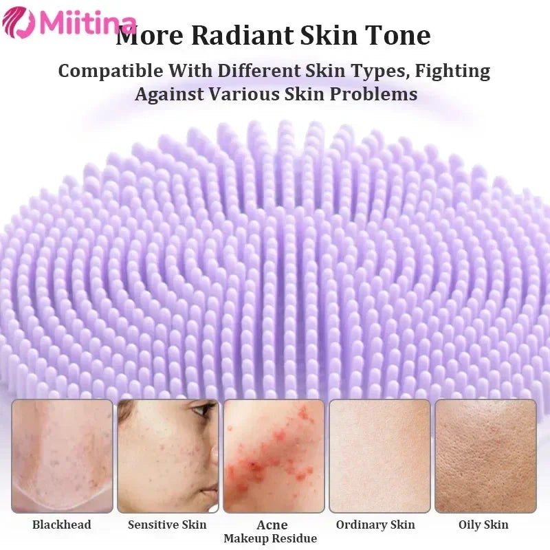 Electric Facial Cleansing Brush Sonic IPX7 Waterproof Silicone Face Scrubber Exfoliator Vibration Massager Deep Cleansing Care