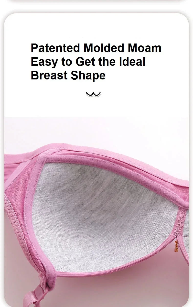 Gathered Side Collection Lifting Underwear Breasts Brassiere Large Size Bra Full Cup Underwear Brassiere No Steel Ring Bra - AMULET RING STORE