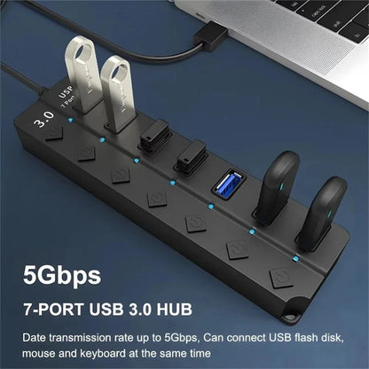 USB 3.0 Power Adapter 4/7 Port 5Gbps Multi USB Splitter Hub 2.0 USB Multiple Expander Switch 10CM Cable Hub Docking Stations
