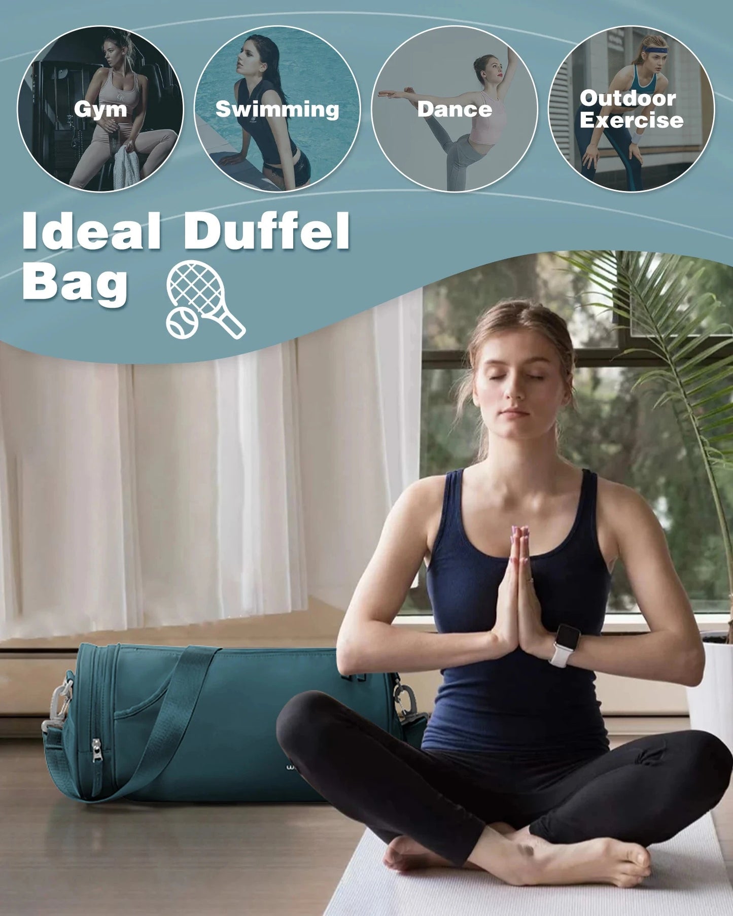 Sports Fitness Bag Women Travel Bag Multi-functional Handbag Yoga Bag Short-Distance Weekender Travel Package Swimming Gym Bags