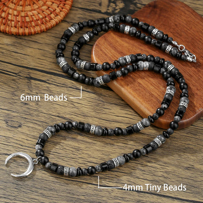 1PC Men's Retro Ethnic Style Africa Stone Necklace for Men Hippie Bohemia Long Beaded Necklace Man Tribal Jewelry Collar Hombre