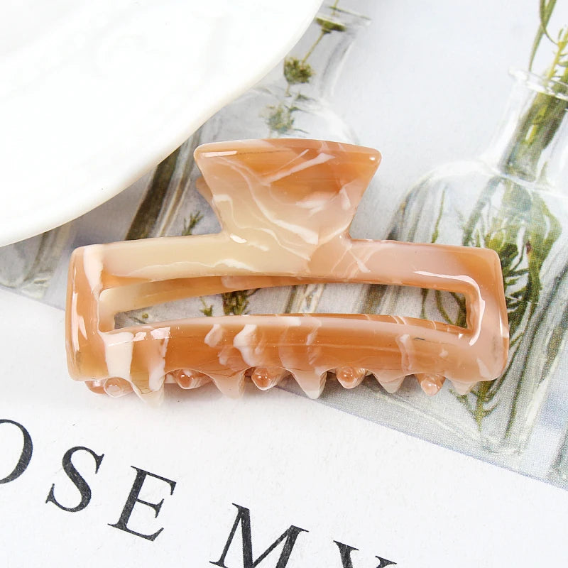 Mini Women's Hair Clips Colorful Geometric Hollow Crab Claw Clip Acetate Leopard Print Fashion Girls Hairpin Hair Accessories - AMULET RING STORE