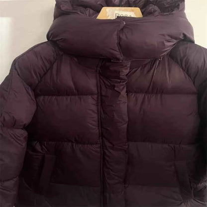 Women's Hooded Purple Cotton Jacket - Quilted Design, Warm Winter Coat, Casual Cold-Weather Outerwear
