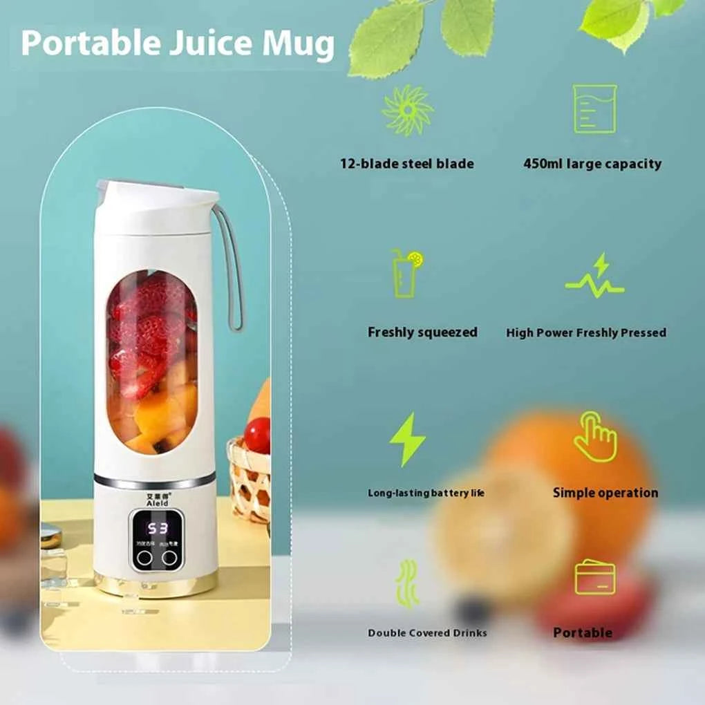 450ml Portable Electric Juicer USB Charging Mini Juicer Fruit Mixer Electric Handheld Juicer for Home Shakes and Smoothies Mixer