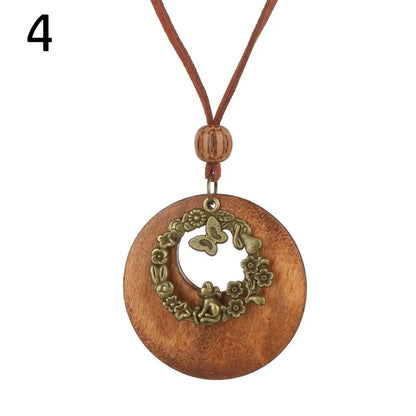 Fashion Long Sweater Pendant Chain Wooden Beaded Tassel Boho Bohemian Necklace Jewelry Nepal Wood Beads Pendant Necklace