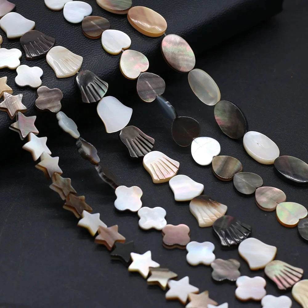 6/8/10/12mm Bohemia Natural Black Shell Beads Multishape Loose Spacer Beads for Jewelry Making DIY Necklace Bracelet Accessories - AMULET RING STORE