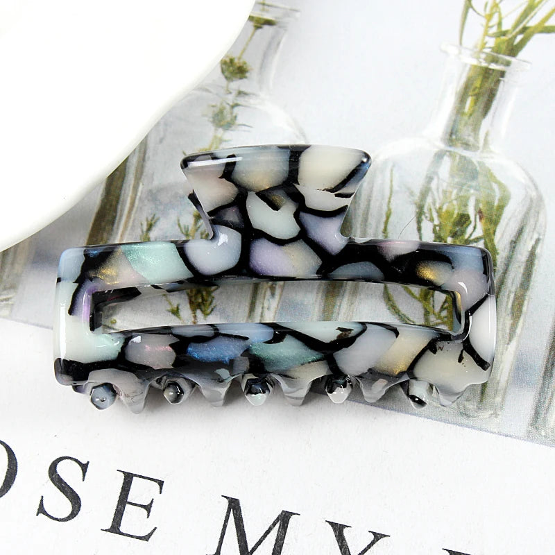 Mini Women's Hair Clips Colorful Geometric Hollow Crab Claw Clip Acetate Leopard Print Fashion Girls Hairpin Hair Accessories - AMULET RING STORE