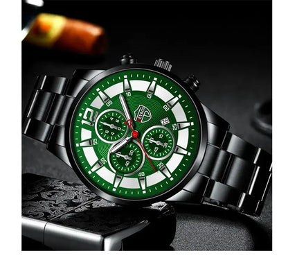 Fashion Men Stainless Steel Watch Luxury Calendar Quartz Wrist Watch Mens Business Watches for Man Luminous Clock - AMULET RING STORE
