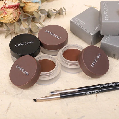 2 in 1 Eyeliner Eyebrow Gel Cream with Brush Waterproof Long-lasting Matte Black Brown Easy Wear Eyeliner Korean Makeup Cosmetic - AMULET RING STORE