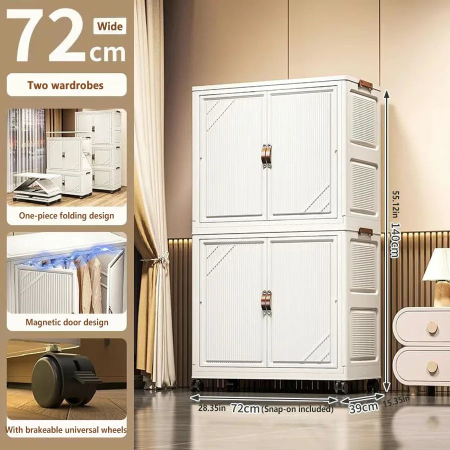 Multi-specification Multifunction White Folding Storage Cabinet Large Capacity Dustproof Wardrobe Storage Box - AMULET RING STORE