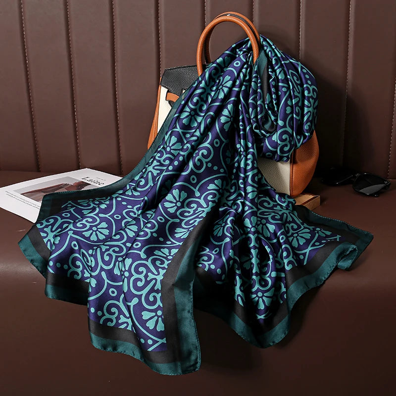 Design Satin Silk Shawl Hijab Scarf Women Fashion Summer Sunscreen Beach Stole Wraps Bufanda Female Headkerchief Echarpe New - AMULET RING STORE