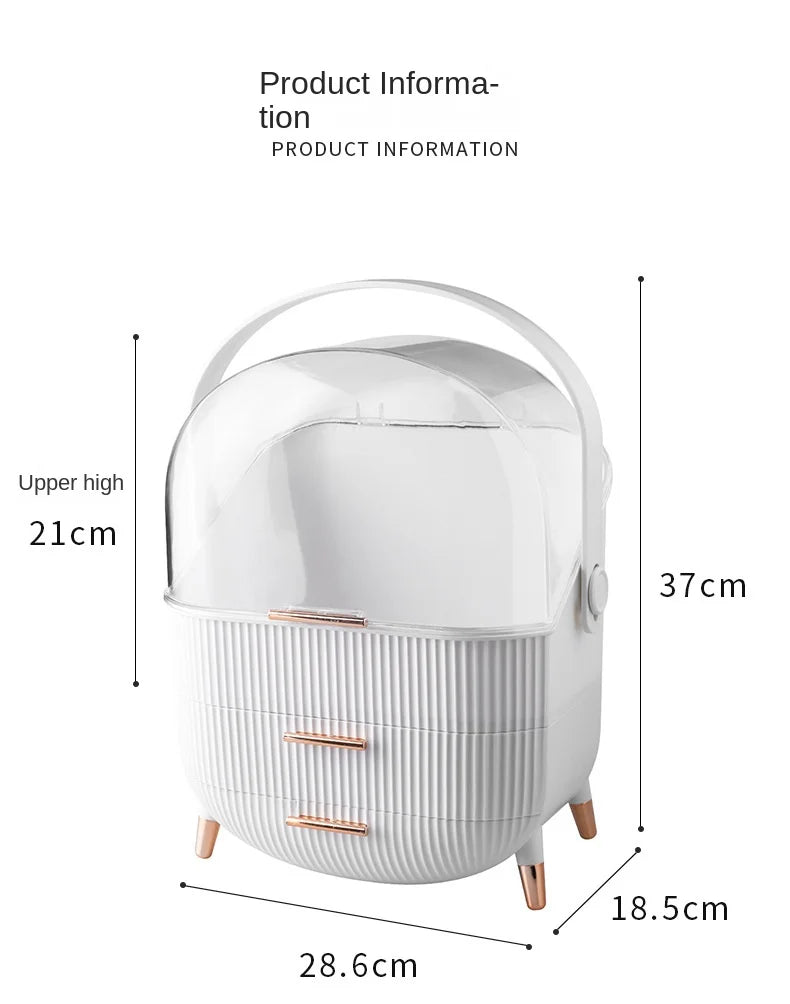 Large Cosmetic Storage Box Desktop Capacity Dustproof Storage Rack Vanity Lipstick Cosmetics Jewelry Storage Cabinet Organizer - AMULET RING STORE