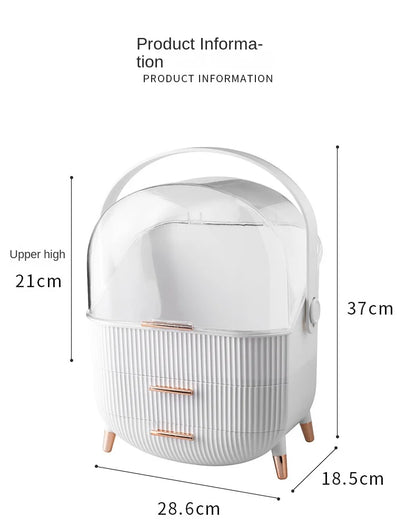 Large Cosmetic Storage Box Desktop Capacity Dustproof Storage Rack Vanity Lipstick Cosmetics Jewelry Storage Cabinet Organizer - AMULET RING STORE