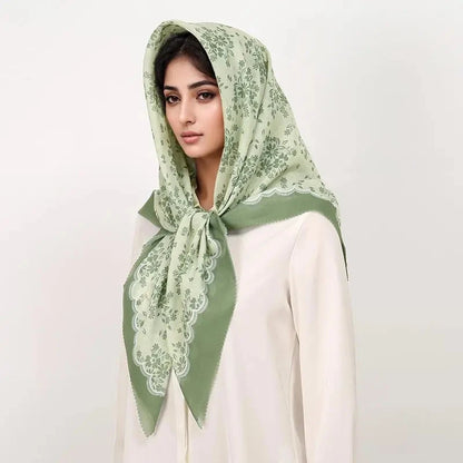 2025 New Fashion 110X110CM Printed Square Scarf for Women Muslim Headband Hijab Lady Bandana Party Accessories Scarf Hairband ﻿ - AMULET RING STORE