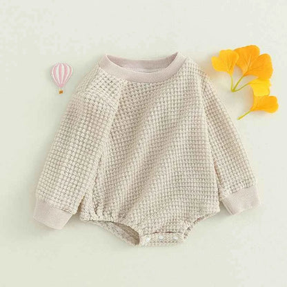 2023-06-23 Lioraitiin 0-18M Baby Boys Autumn Winter Bodysuit Casual Jumpsuit Infant Solid Long Sleeve Crew Neck Jumpsuit - AMULET RING STORE