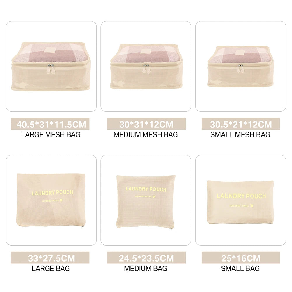 8/7/6 pieces Set Travel Organizer Storage Bags Suitcase Packing Set Storage Cases Portable Luggage Organizer Clothe Shoe Pouch - AMULET RING STORE