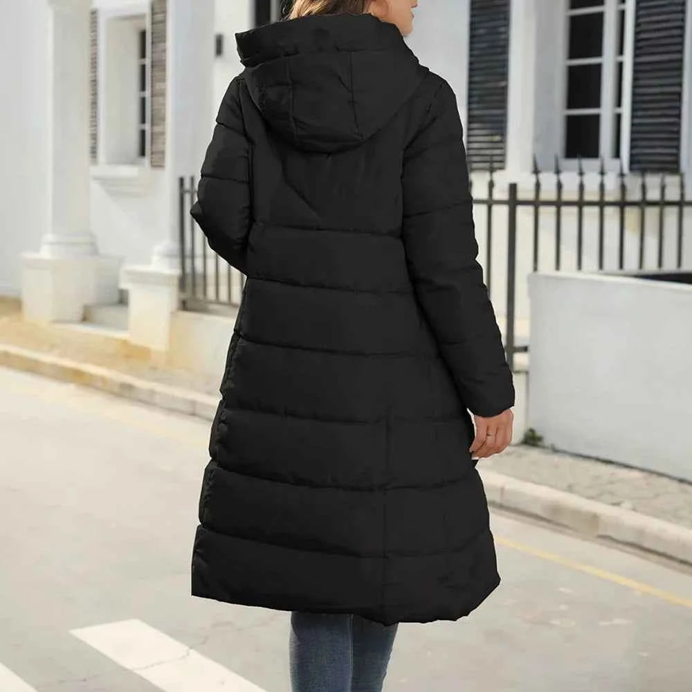 Women's Padded Coat Autumn Winter Simple Basics Zipper Long Sleeve Hoodie Daily Long Padded Clothes