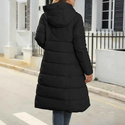 Women's Padded Coat Autumn Winter Simple Basics Zipper Long Sleeve Hoodie Daily Long Padded Clothes