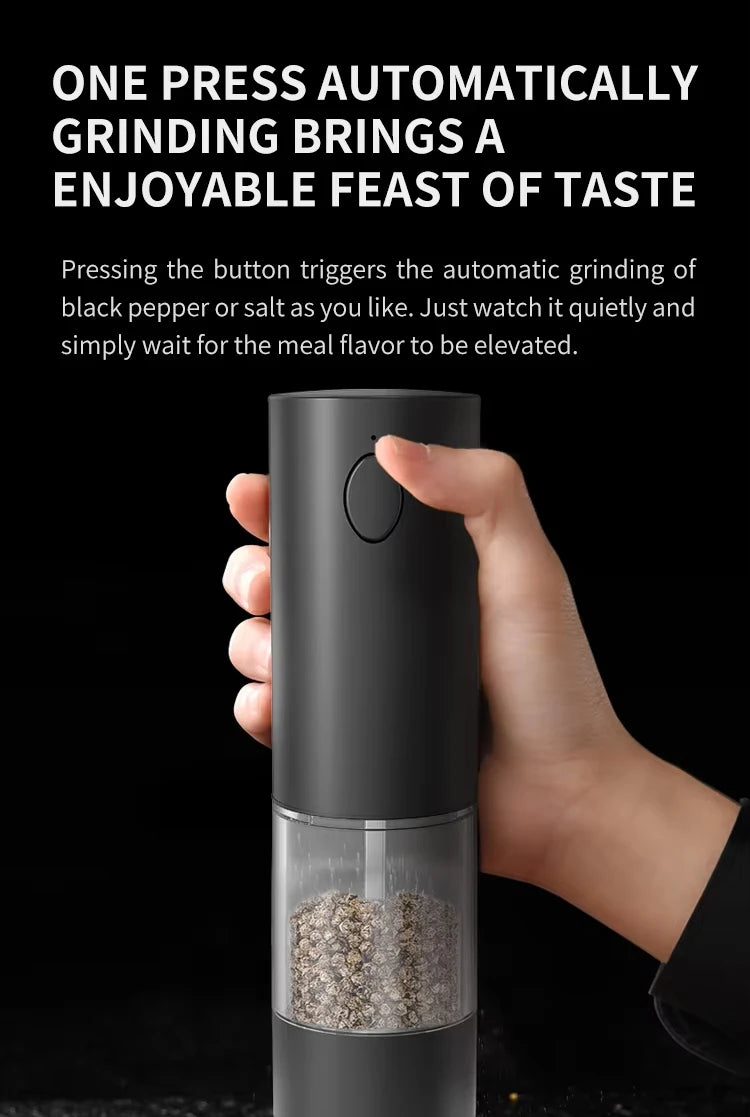 1/2PCS Electric Salt And Pepper Grinder with LED Light Gravity Sensing Adjustable Spice Mills Cordless Automatic Kitchen Gadget - AMULET RING STORE